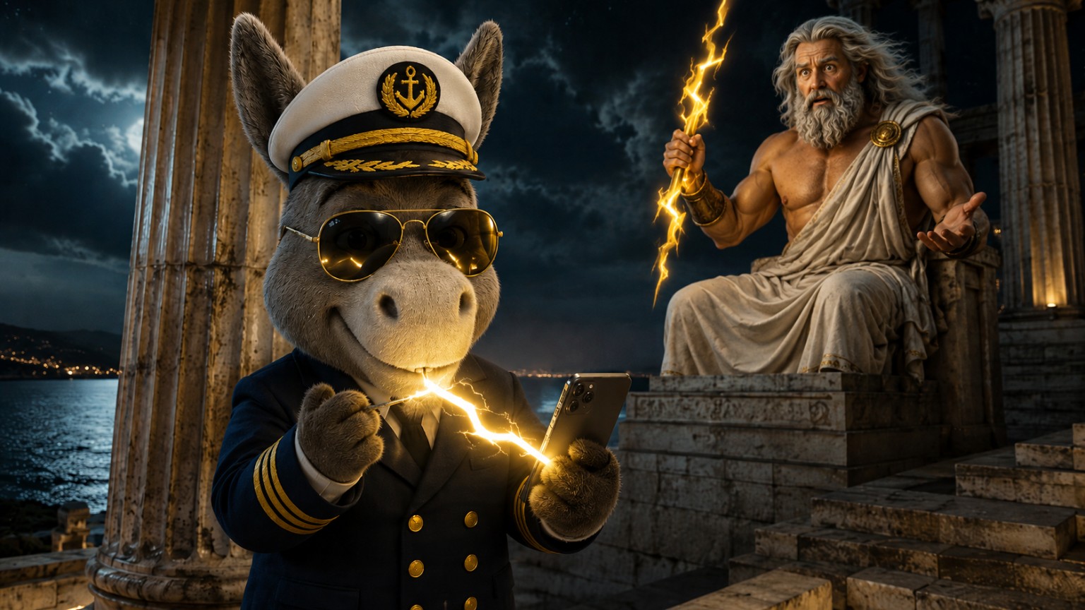 Ody stealing Zeus’ lightning to charge his phone
